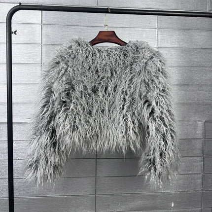 ZADORIN New Mongolian Fur Cropped Faux Fur Coat Woman Winter Clothes Fashion Short Fur Coats Fluffy Faux Fur Jacket Crop Tops