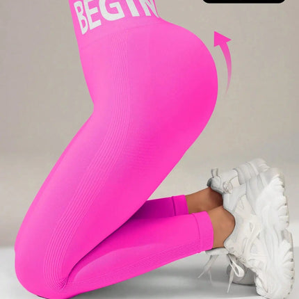European and American Seamless Yoga Leggings with Waistband Lettering, Butt-Lifting, Quick-Dry Women's Breathable Tights for Pea PlatiNum