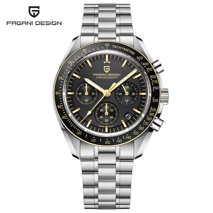 Nuovo Orologio da Uomo PAGANI DESIGN Gold Moon 2026, Cronografo Sportivo al Quarzo VK63, con Vetro Zaffiro AR, Impermeabile, Luminoso, in Acciaio Inossidabile, Lunetta in Ceramica, Regalo