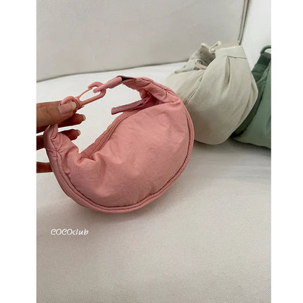 Simple Design Women's Messenger Bag Fashion Ladies Nylon Hobos Small Shoulder Bags Vintage Female Girls Purse Cloth Handbags PlatiNum