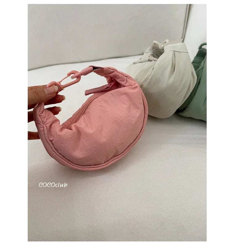Simple Design Women's Messenger Bag Fashion Ladies Nylon Hobos Small Shoulder Bags Vintage Female Girls Purse Cloth Handbags PlatiNum
