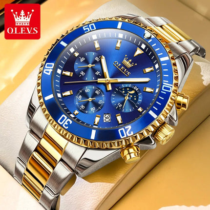 OLEVS Men's Classic Watches with Date Waterproof Luminous Luxury Big Dial Men's Wrist Dress Stainless Steel Men Watch