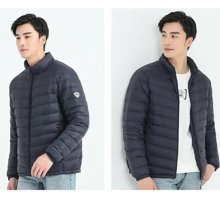 90 White Duck Down Men's Light and Warm Down Jacket with a Stand-Up Collar, Fashionable and Versatile Autumn and Winter Coat