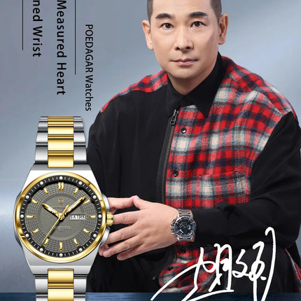 Orologio da Donna POEDAGAR Elegante con Data e Giorno della Settimana, Movimento al Quarzo, Acciaio Inossidabile, Luminoso e Impermeabile platinumshop