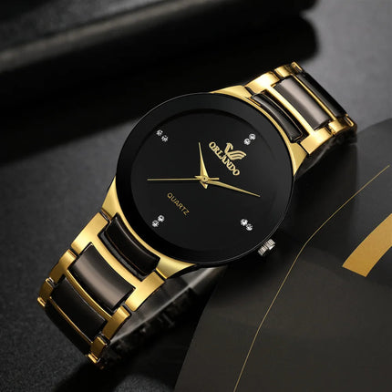 ORLANDO Orologi di lusso da uomo Nuovo arrivato Orologio da polso in acciaio al quarzo oro nero freddo Squisito orologio Masculino Relogio Orologio di moda platinumshop