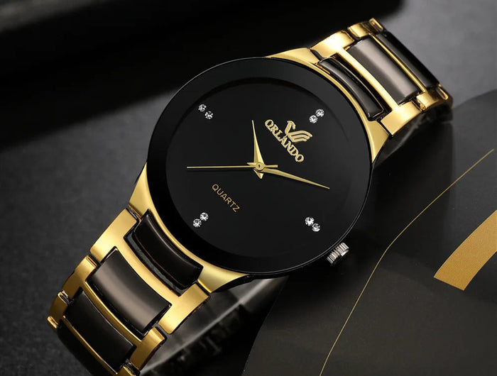 ORLANDO Orologi di lusso da uomo Nuovo arrivato Orologio da polso in acciaio al quarzo oro nero freddo Squisito orologio Masculino Relogio Orologio di moda platinumshop