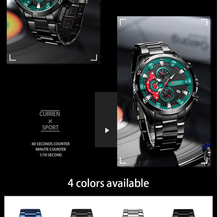 CURREN 8402 Orologio da uomo in acciaio inossidabile Moda creativa Quadrante luminoso con cronografo Orologio da uomo di lusso per il tempo libero reloj hombre platinumshop