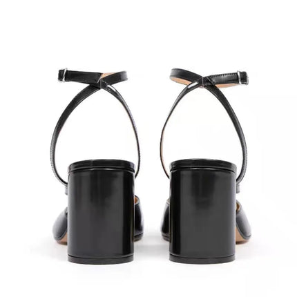 Crossed Ankle Belt Buckle Split toe Sandals Women Brand Designer Slingback Tabi Chunky High Heels INS Fashion Girls Shoes 2025 PlatiNum