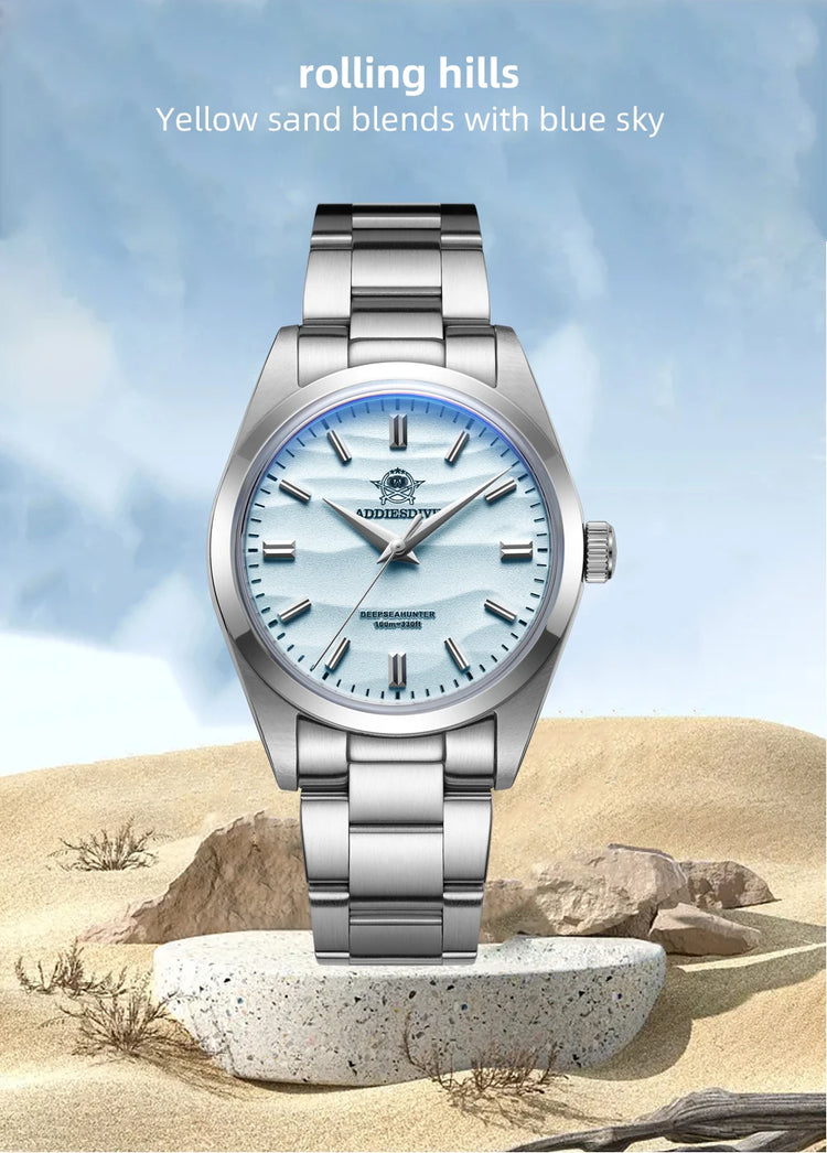 ADDIESDIVE 36mm Top Brand Men Watch Desert Dial Bubble Mirror Pot Cover Glass 10Bar Waterproof Outdoor Sports Quartz Wristwatch