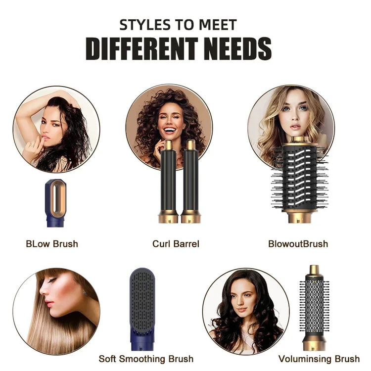 6 in 1 Hair Dryer Brush Hot Comb Set Professional Curling Iron Hair Straightener Styling Tool For Air styling Airwrap Hair Dryer
