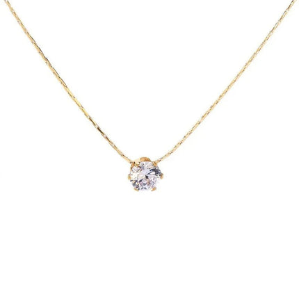 ANENJERY 316L Stainless Steel Zircon Thin Clavicle Chain Necklace for Women Festive Party Jewelry Wholesale PlatiNum