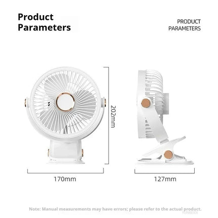Ventilatore Portatile con Clip e Luci LED, 3 Velocità Regolabili, Silenzioso, da Scrivania, per Casa, Camera da Letto e Campeggio