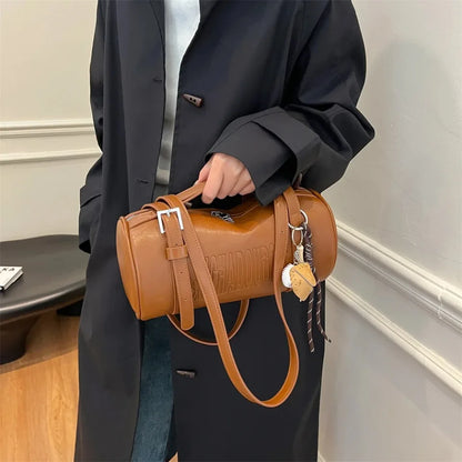 2025 Cylinder Pillow Bag for Women Multifunctional Shoulder Crossbody Bag with Pendant Winter Luxury Designer Handbag