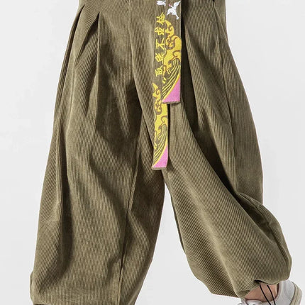 Cineserie Cintura Pantaloni da uomo Moda Pantaloni sportivi larghi Harajuku Pantaloni da jogging Hip Hop Velluto a coste Coppia casual Pantaloni Harem M-5XL
