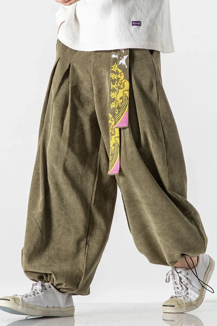 Cineserie Cintura Pantaloni da uomo Moda Pantaloni sportivi larghi Harajuku Pantaloni da jogging Hip Hop Velluto a coste Coppia casual Pantaloni Harem M-5XL