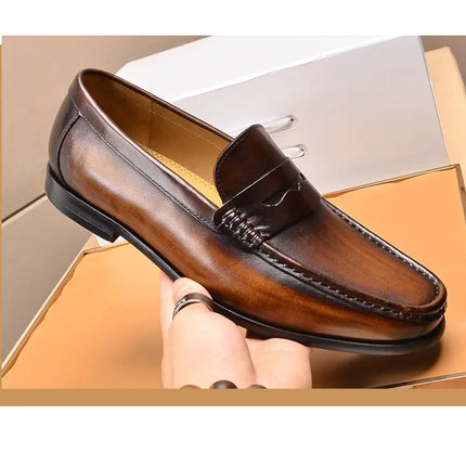 Mocassini da uomo di lusso in vera pelle slip on scarpe eleganti da lavoro casual nere scarpe da ufficio per feste di matrimonio da uomo