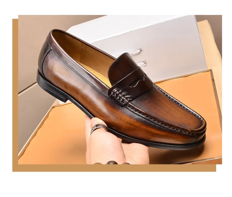 Mocassini da uomo di lusso in vera pelle slip on scarpe eleganti da lavoro casual nere scarpe da ufficio per feste di matrimonio da uomo