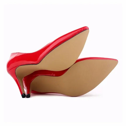 Décolleté da donna di grandi dimensioni Tacchi alti classici a punta Tacchi a spillo sexy da 9 cm Scarpe da festa di nozze rosse da donna eleganti e confortevoli platinumshop
