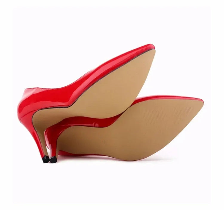 Décolleté da donna di grandi dimensioni Tacchi alti classici a punta Tacchi a spillo sexy da 9 cm Scarpe da festa di nozze rosse da donna eleganti e confortevoli platinumshop