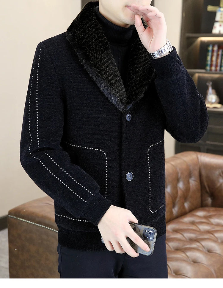 Casual Winter Men's Slim White Duck Down Jackets Warm Short Fur Collar Puffer Woolen Coat Outwear Thicken Windproof Top Clothing