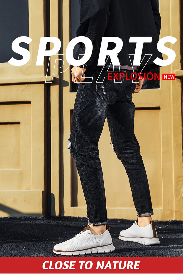 Scarpe Eleganti Casual da Uomo, Sneakers da Passeggio alla Moda, Oxford in Rete per il Lavoro, Leggere con Suola Morbida