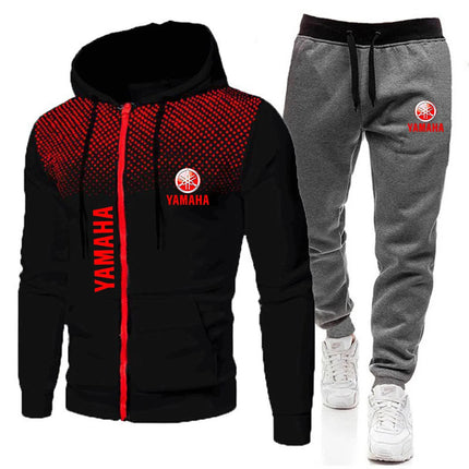 The popular Yamaha logo two-piece men's sportswear for 2025, running clothes, sportswear, hooded sweatshirt, zipper sweatshirt, PlatiNum