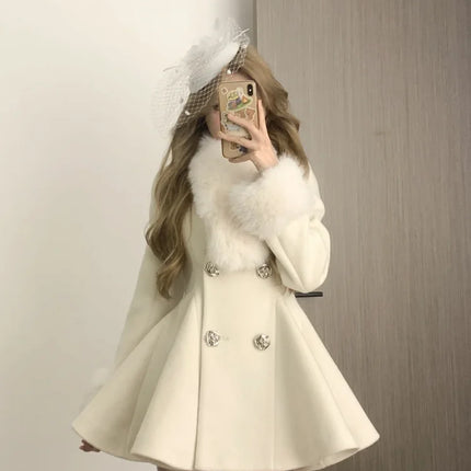 New Thicked Warm Jackets Y2k Slim Waist Subcultural American Tops Mujer Overcoat Woolen Coat Women 2026 Autumn Winter