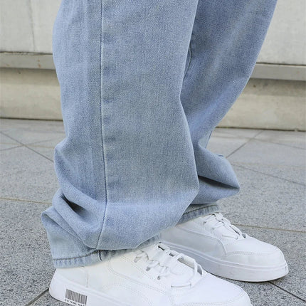 Spring Autumn Men Baggy Jeans Oversize Straight Loose Casual Denim Trousers Solid Color Streetwear Fashion Y2k Wide Leg Pants PlatiNum