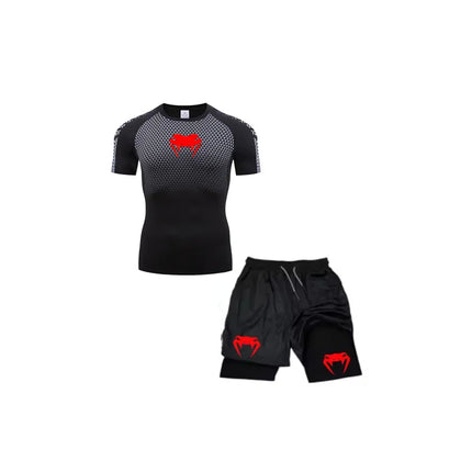 Set di compressione Anime Venom Magliette da palestra per allenamento da uomo Pantaloncini da corsa traspiranti Set di abbigliamento sportivo Rash Guard ad asciugatura rapida platinumshop