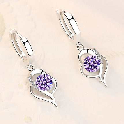 925 Sterling Silver New Woman Fashion Jewelry High Quality Blue Pink White Purple Crystal Zircon Hot Selling Earrings PlatiNum