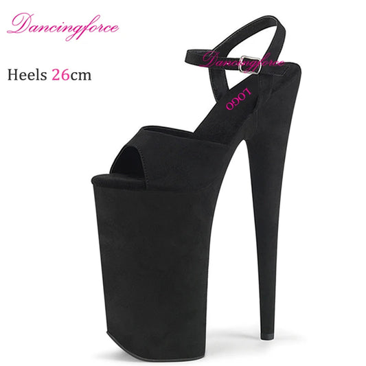 Dancingforce 10Inch/26cm Pole Dancing Shoes Suede Platform Super High Heels Stripper Party Shoes Women Modern Sandals