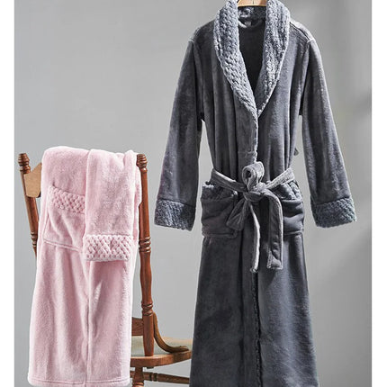 Donna Autunno e Inverno Caldo Lungo Velluto Corallo Spessore Coppia Accappatoi Da Bagno Uomo Donna Pigiama Doccia Accappatoio Asciugamani Da Bagno Per Adulti