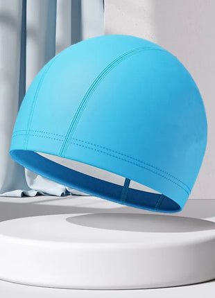 Cuffia da nuoto impermeabile in PU per bambini Adulti Cuffia da sub ad alta elasticità non costruita Protezione per le orecchie dei capelli lunghi Cuffia da nuoto unisex
