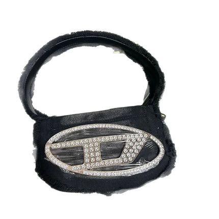 Borsa a Tracolla in Pelle PU Effetto Specchio Argento Lucido con Decorazione Ovale in Rilievo, Tracolla Staccabile, Mini Borsetta Futuristica da Donna