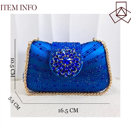 Zapatos y Bolso Nuevos de Diseño Italiano Azules con Diamantes de Imitación, Tacón Alto, Estilo de Moda, Zapatos de Tacón para Máxima Comodidad, Zapatos de Mujer