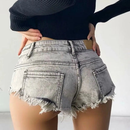 Women Summer Low Waist Denim Shorts Stretchy Short Jeans Hot Pants Sexy Triangle Design Butt Enhancer Casual Streetwear DURIKIES PlatiNum