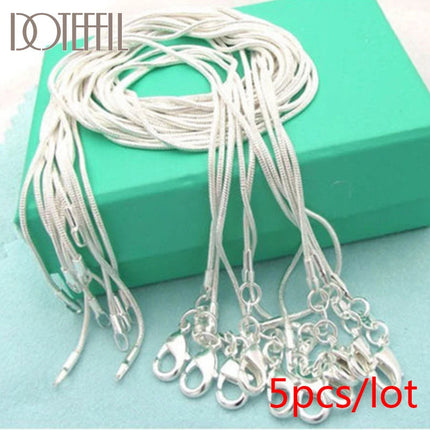 DOTEFFIL 925 Sterling Silver 5/10pcs/Lot 16/18/20/22/24/26/28/30 Inch 1.2mm Snake Chain Necklace For Woman Man Fashion Jewelry PlatiNum