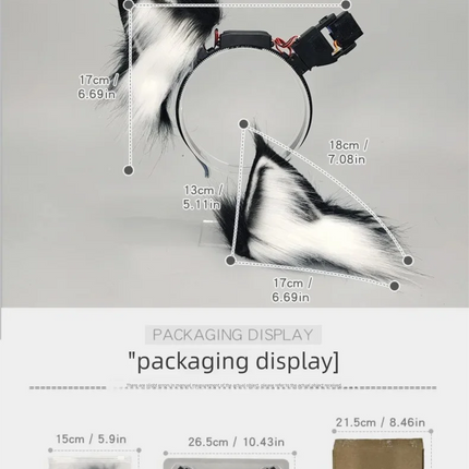 Electric Fox Ear Headband Gravity-Sensitive Simulation Realistic Animal Fluffy Ears Cosplay Headpiece Cat Ear Anime Accessories