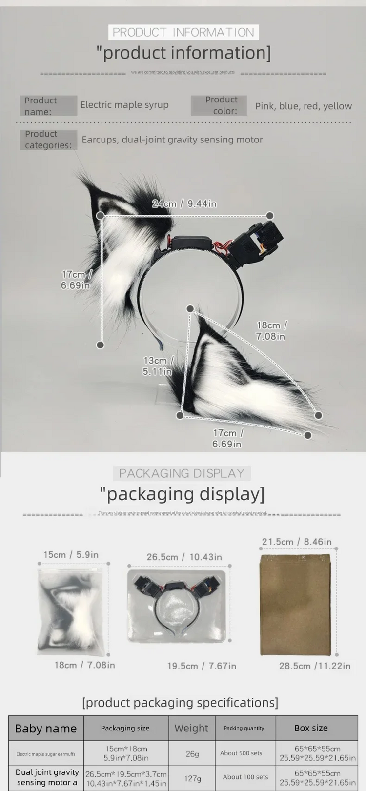 Electric Fox Ear Headband Gravity-Sensitive Simulation Realistic Animal Fluffy Ears Cosplay Headpiece Cat Ear Anime Accessories