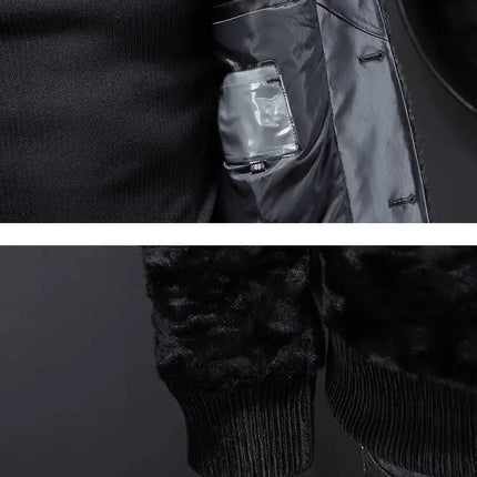 Winter Men Gold Mink Fur Thickened Sheepskin Water-Repellent One-Piece Collar Coat Mens Wool Trench Coat Manteau Homme Hiver