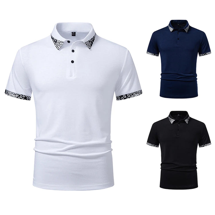 Polo da uomo estive a manica corta, T-shirt con colletto a risvolto, tinta unita, T-shirt sportiva T15