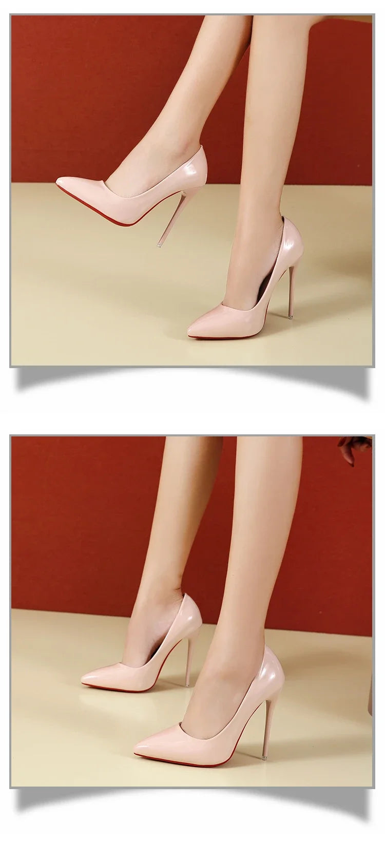 Scarpe da donna Tacchi alti rossi Décolleté sexy a punta da 12 cm Scarpe da sposa Scarpe da sposa Nude Colore nero Tacchi alti con fondo in gomma rossa platinumshop