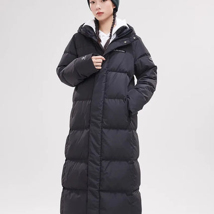 Kelme Long Down Men Winter Jacket Hooded Warm Windproof Couple Camping Equipment Paragraph Down Coat Jacket Women Утепленный