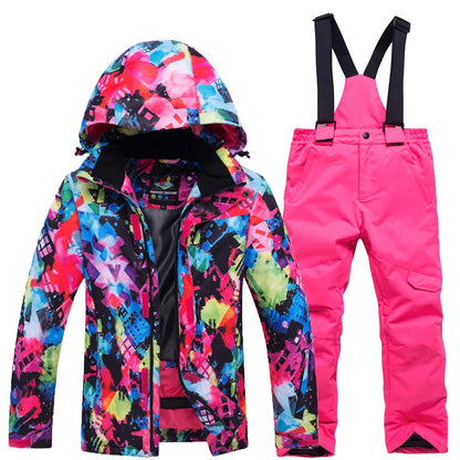 Cheaper, Children's Snow Suit, Snowboard Clothing Sets, Outdoor Wear, Ski Coat and Strap Pant, Kids Costumes, Boy‘s and Girl's
