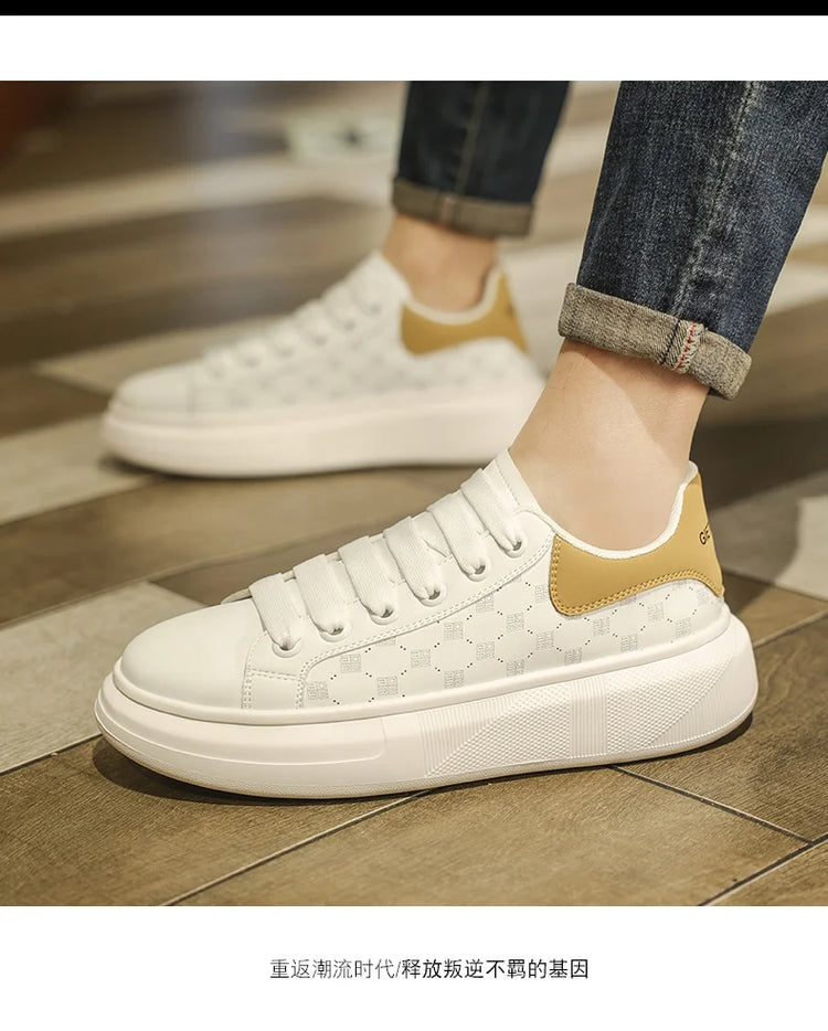 Leather Men Shoes Sneakers Trend Casual Shoe Breathable Leisure Male Sneakers Non-slip Footwear Men Vulcanized Shoes2026