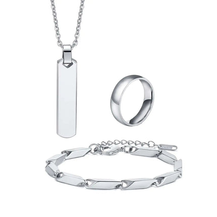 Set di 3 Collane con Barra Verticale per Uomo, Collana con Ciondolo in Acciaio Inossidabile Stile Hip Hop, Set di Gioielli alla Moda Regalo per Lui platinumshop