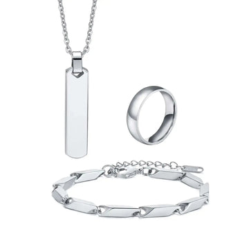 Set di 3 Collane con Barra Verticale per Uomo, Collana con Ciondolo in Acciaio Inossidabile Stile Hip Hop, Set di Gioielli alla Moda Regalo per Lui platinumshop