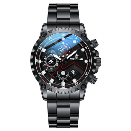 Orologio da uomo Black Warrior autentico alla moda in acciaio inossidabile impermeabile calendario luminoso orologio al quarzo moda maschile orologi regalo platinumshop