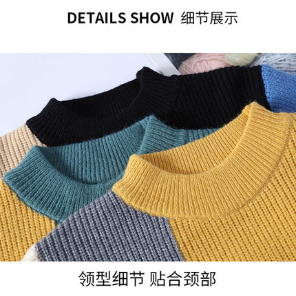Color Matching Winter Knitted Sweater High-quality New Pullover Loose and Warm Thick Street Autumn Wool 2023 New