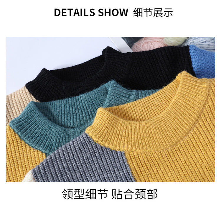 Color Matching Winter Knitted Sweater High-quality New Pullover Loose and Warm Thick Street Autumn Wool 2023 New